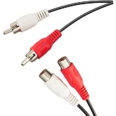 TENINYU 12 Feet AV Extension Cable RCA Stereo Audio Cable, 2RCA Male to 2RCA Female Audio Extension Cable Red/White Connectors 12FT