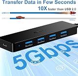 Aceele USB Hub 3.0 4-Port with 2ft Extension Cable and Type-C Power Port view 2
