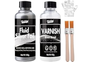 Liquid Silver Leaf Paint Kit 7oz, Fast Dry Silver Metallic Paint for Art Painting, Crafts & Furniture Scratch Repair, Ideal f