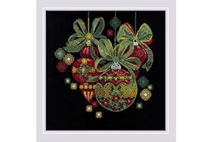 RIOLIS - Holiday Ornaments 2226, Christmas Blackwork Stitch Kits 9¾" x 9¾", Blackwork Kits for Beginners & Advanced, Blackwork Stitch Kits for Adults, Blackwork Kits, Embroidery Kit Christmas