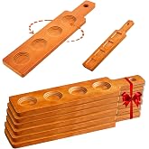LZMS 6-Pack Walnut Flight Boards, Double-Sided Beer &amp; Whiskey Tasting Paddles with 2.25" Round and Square Slots, Wooden Serving Tray for Shot Glasses, Tequila, Bourbon, Liquor Sampling, Party Bar