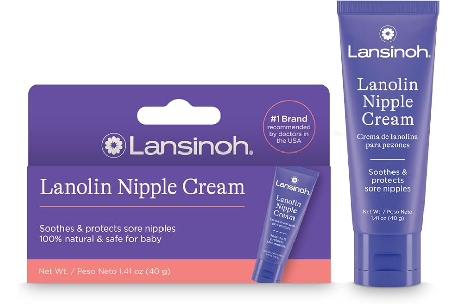 Lansinoh Lanolin Nipple Cream Safe for Breastfeeding Baby, 100% Natural Nipple Butter, Breastfeeding Essentials for Postpartu
