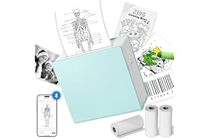 Memoking Sticker Printer, M02 Mini Printer Portable Bluetooth Mini Printer Sticker Maker with 3 Rolls Paper, Print Pods Mini Printer Pocket Printer with Multiple Templates for Phone & Tablet, Green