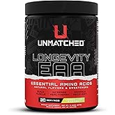 Unmatched Longevity EAA Essential Amino Acids | Muscle Build & Recovery | Performance & Health-Span Benefits | Natural Flavors & Sweeteners | 30 Servings (Lemon Lime Sherbet)