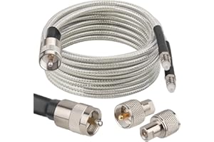 MOOKEERF Dual CB Antenna Coax Cable 15FT,Low Loss RG8X Stranded Core CB Coax Cable with PL-259 and FME/PL259 Male Connector - 15 Foot