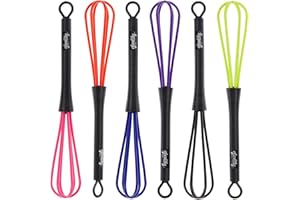 Glamlily 6 Pack Mini Hair Color Whisk for Dye Mixing, Salon Hairdressing, Home Use, 6 Colors (7 x 1.2 In)