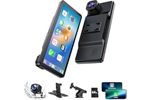 TOGUARDGO 6.86" Wireless CarPlay Screen for Apple Carplay and Android Auto, Dual Dash Cam 2.5K Front 1080P Rear Recording, Voice Control, GPS Navigation, Mirror Link, Bluetooth, FM, AUX, Fits Most Cars