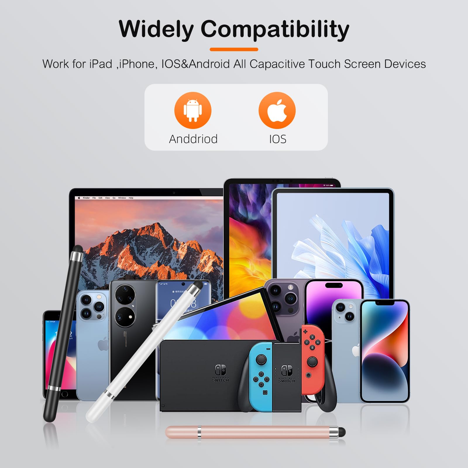 3-Pack Tablets Stylus Pen for All Touchscreen with Precision Disc Tip, 2-in-1 Universal Stylus Compatible with Android, iOS, and Phone– Perfect for Writing, Drawing, and Note-Taking