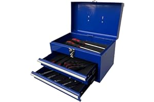 Workington Portable Metal Tool Chest with 2 Drawers, 14" 2-Drawer Tool Chest Cabinet with Ball Bearing Drawer Slides, Steel Tool Storage Box Organizer 4202 Blue