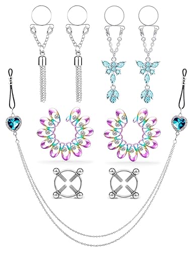 Ocptiy Fake Clamps Piercing Jewelry for Women Men Butterfly Fake