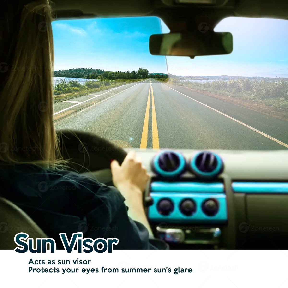 Zone Tech Anti Glare Sun Visor Day Night Vision Shield Driving View