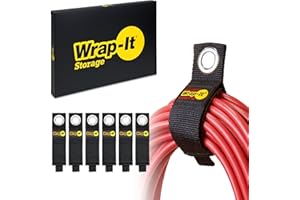 Heavy-Duty Wrap-It Storage Straps, 10-inch (6 Pack) - Hook and Loop Extension Cord Organizer Hanger, Cord Keeper, Cable Straps for Cords, Hoses, and Garage Storage