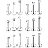 Vsnnsns 16G Lip Rings Stainless Steel Tragus Helix Conch Piercing Jewelry Snake Bite Piercing Monroe Lip Rings Labret Medusa Cartilage Lobe Earrings Studs Piercing Jewelry 6MM 8MM 10MM Silver 18PCS