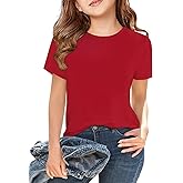 MERRIMISS Girls Summer Short Sleeve T Shirts Kids Basic Tees Crewneck Tops 5-14 Years