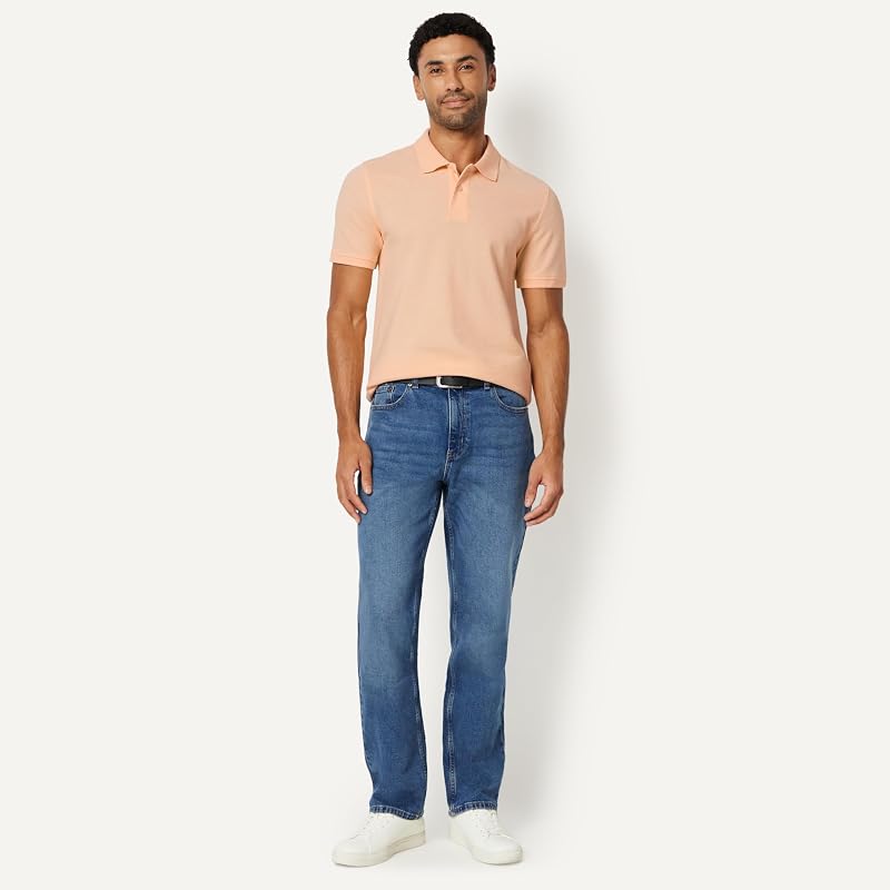 Polo de Algodão Piqué Slim Fit Masculino, Pêssego Pálido, M