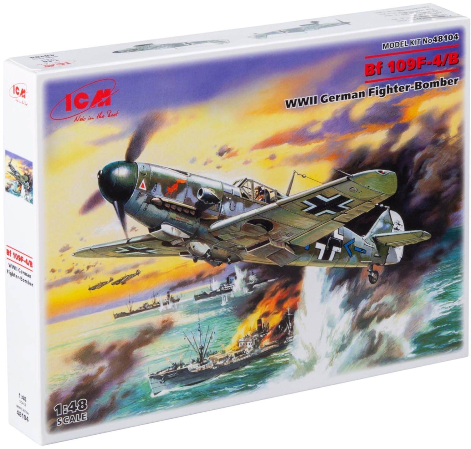 ICM 48104 48104-Messerschmitt BF 109F-4/B, WWII German Fighter Bomber, Assorted