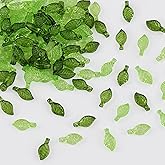YaeYur 800Pcs Green Leaf Beads Transparent Leaf Charms Cute Glass Beads for Jewelry Making Acrylic Plant Tree Leaves Charms Bulk Pendants for DIY Crafts Bracelets Necklaces Keychains Wind Chimes