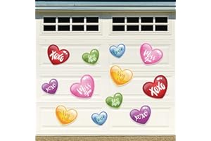 Whaline Valentine's Day Garage Decoration Magnets Stickers Colorful Heart Refrigerator Stickers Sweet Heart Garage Door Decals for Valentine's Day Party Supplies Home Decorations, 12 Pieces