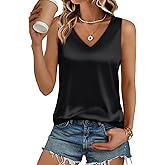 LILLUSORY Women Silk Satin Tank Top V Neck Summer Blouse Sleeveless Shirt Business Casual Dressy Outfit Vacation Clothes 2026