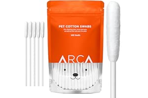 ARCA PET Cotton Swabs for Dogs and Cats - Cat & Dog Ear Cleaner Long Cotton Swab - Extra Long Stick, Cat & Dog Ear Cleaning Kit for Puppies and Pets, Multipurpose Pet Cotton Swabs for Ears (100 Buds)