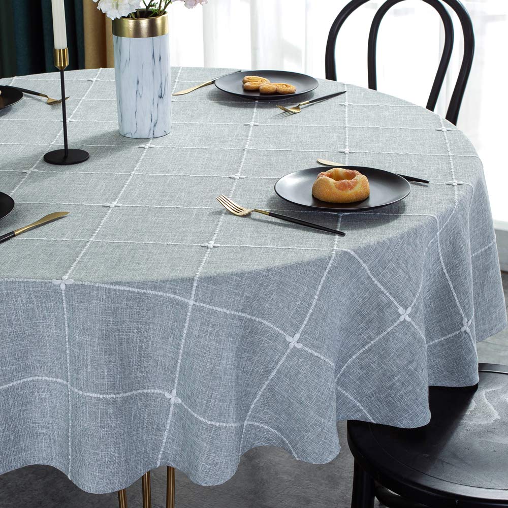 Plenmor Round Tablecloth Heavy Duty Cotton Circular Table Cloth for Round Table Round Table Cover for Coffee Picnic Outdoor (Round,135cm in diameter, Grey)