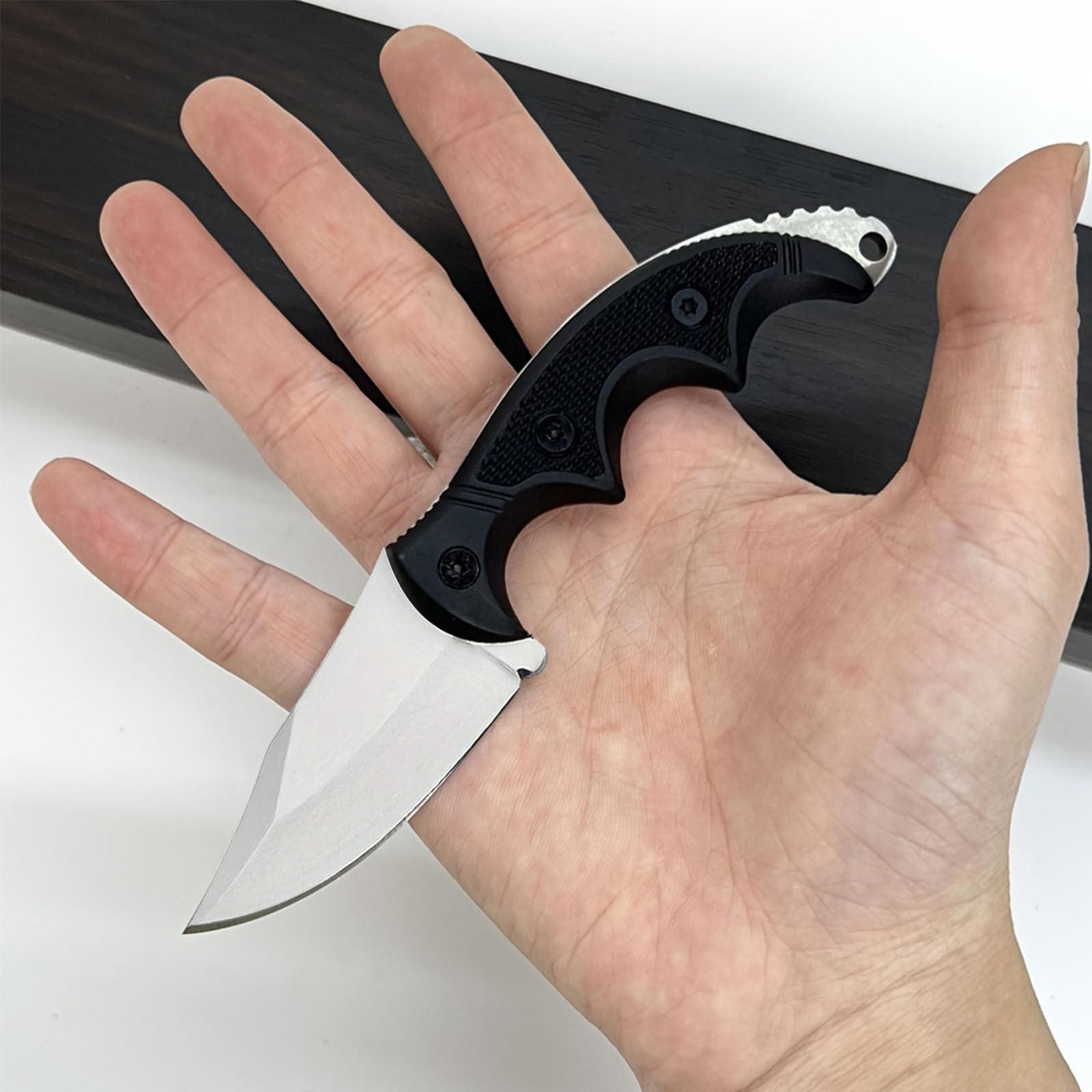 AZHU Small Fixed Blade Knife Neck Knife with Sheath and Chain - Lightweight 2.2 Inch Full Tang Blade for Tactical EDC Camping Survival - Non-slip Handle