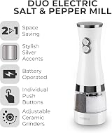 Tower T847004W Electric Duo Salt Pepper Mills Black White Battery Operated view 2