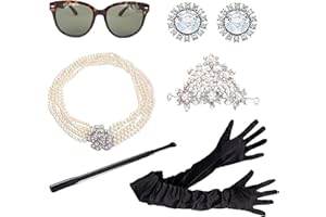 Hudiefly Audrey Hepburn Costume Set of 6 Pieces For Audrey Inspired Party Accessories | Holly Golightly Jewelry Set Great for Halloween Costume, Birthday Parties, and Gift for Her