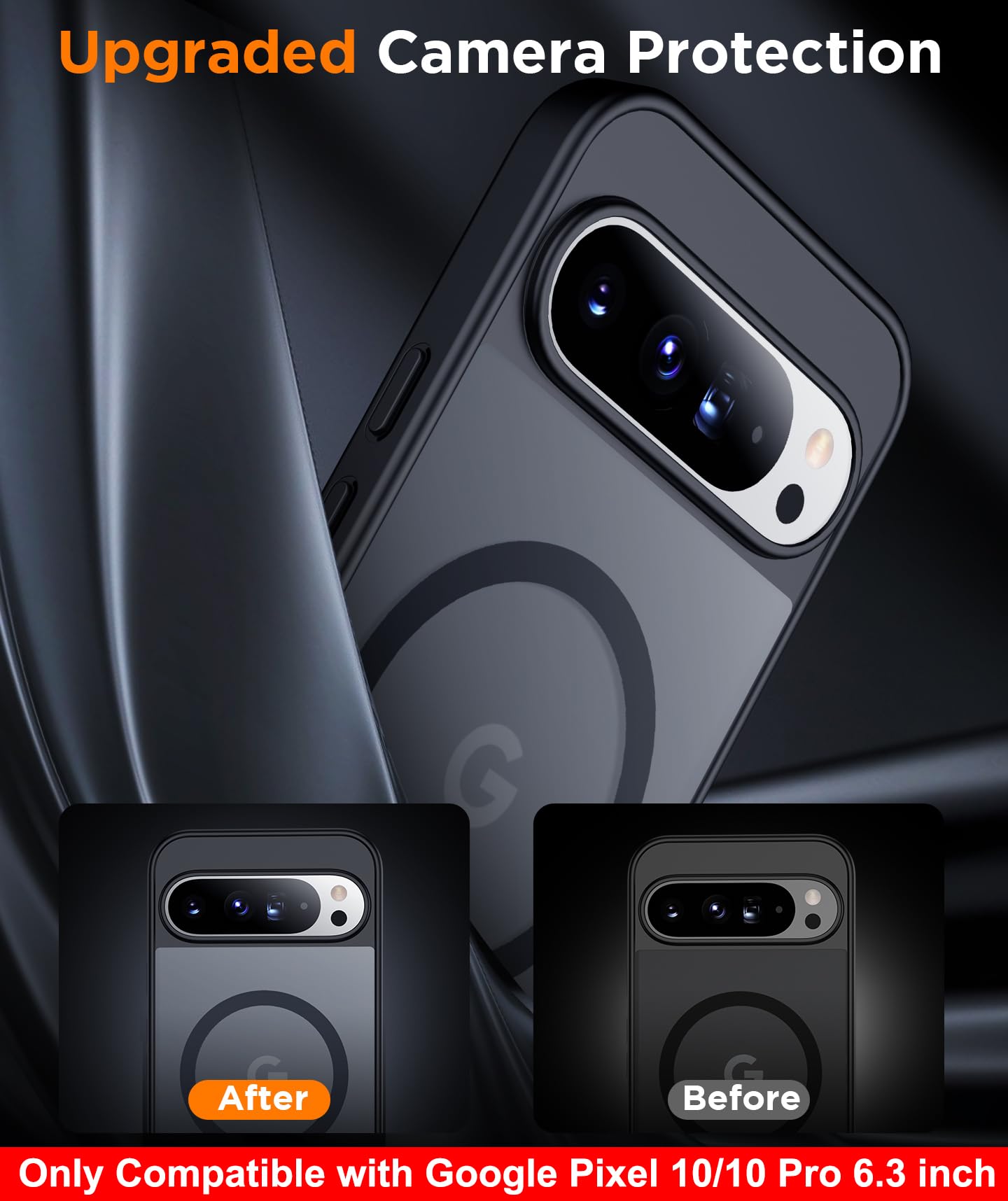 SPIDERCASE Magnetic for Google Pixel 10/Pixel 10 Pro Case, Military Grade Drop Protection Slim Translucent Matte Shockproof Anti-Fingerprint Phone Case for Pixel 10/10 Pro 6.3 inch, Black