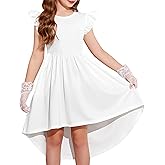 Arshiner Girls Summer Dress Tween Flutter Sleeve High Low Formal Dresses for Wedding Party with Pocket