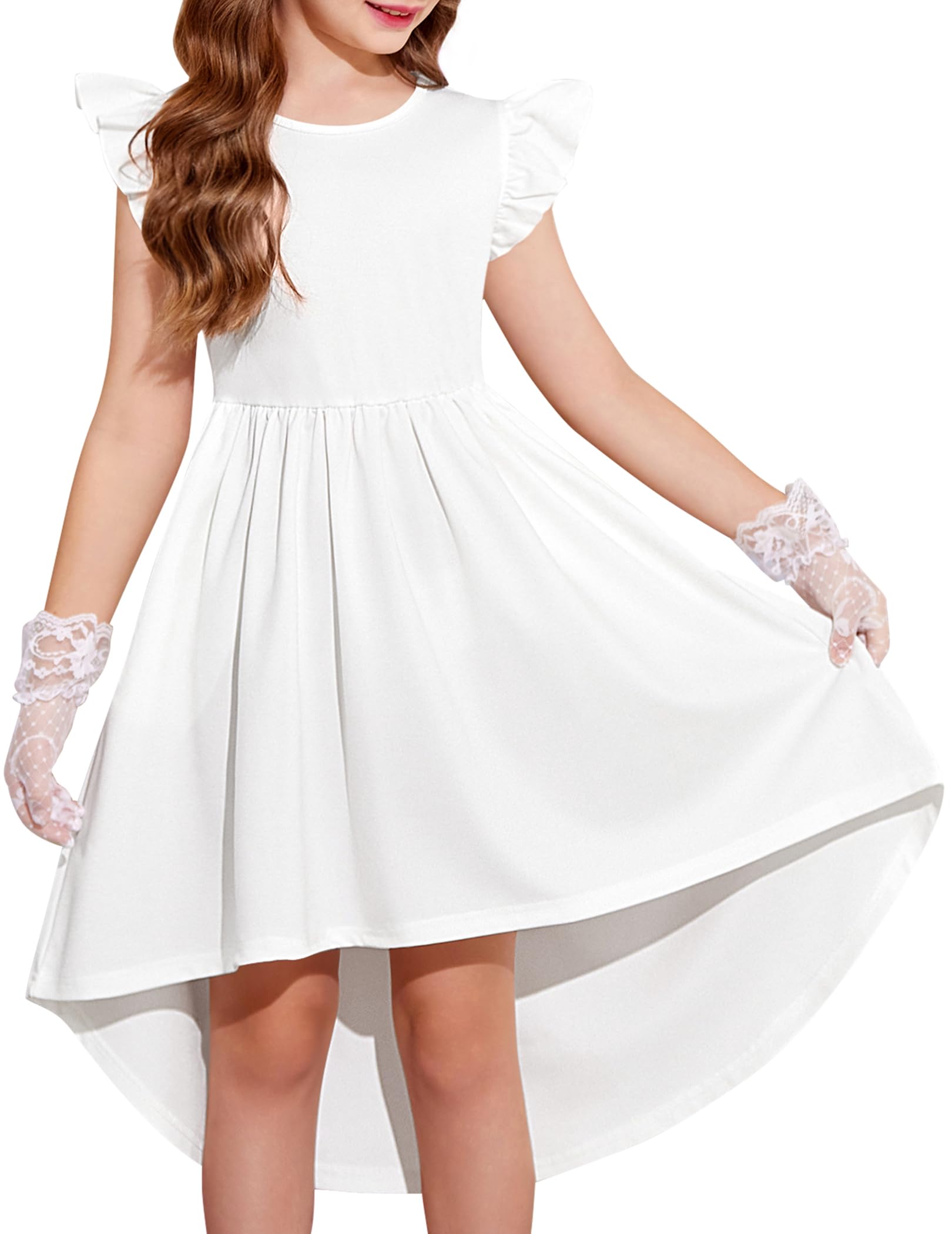 Photo 1 of (used/fair) (dirty) Arshiner Girls Party Dress Summer Wedding Guest Formal Special Occasion Dresses White 6-7 Years