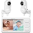 Momcozy Baby Monitor with 2 Cameras 5.5" 1080P Full HD Split Screen Video Baby Monitor with Camera and Audio, No WiFi 5000mAh Battery, ECO, VOX, Clear Night Vision 1640ft Range (SD Card not Included)