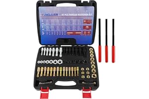 KUNGJUER 61PCS Master Thread Rethreading Kit，Thread Restorer Tool UNC, UNF & Metric Thread Chaser Set with Thread Pitch Gauge, Designed to Repair or Reshape Damaged Threads on Bolts, Screws, or Nuts