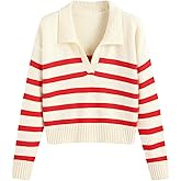 CIDER Women’s Polo Sweater Striped Collared Lightweight Long Sleeve V Neck Pullover Spring Sweater Tops 2026
