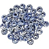TUMBEELLUWA Natural Gemstone Beads for Jewelry Making, Rondelle Large Hole Loose Beads Pack of 15,Sodalite(8x14 mm)