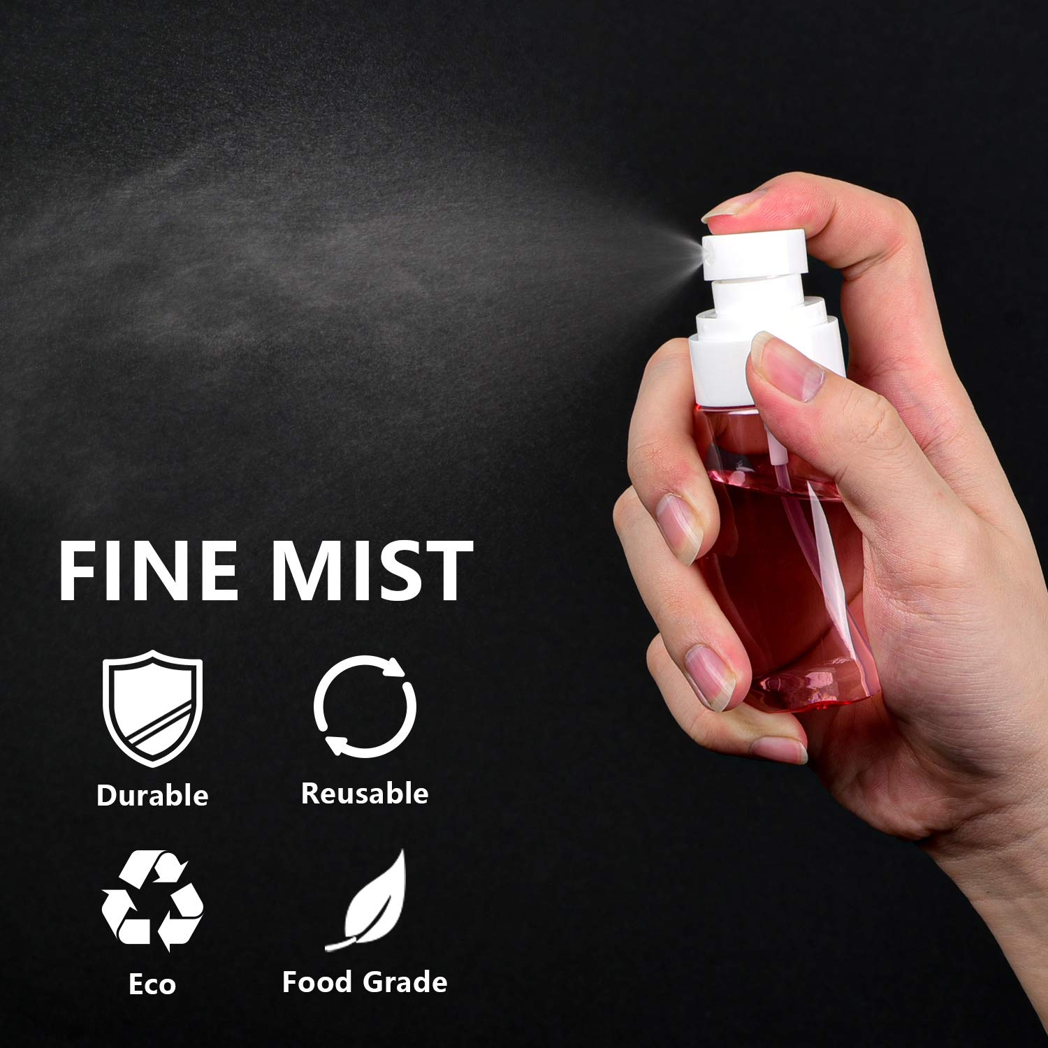 Plastic Spray Bottle, 3 Pack 60ml/2oz Spray Bottles, Fine Mist Spray Bottle for Travel and Home, Refillable Empty Mister Spray Bottles for Cleaning Products, Perfume, Essential Oils. : Beauty