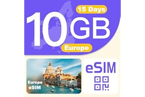 GENERIC Europe eSIM Card 10GB 15Days - 4G LTE High-Speed Network, Prepaid eSIM for 31 Countries, Hotspot Support, High Coverage Multi-Carrier for Unlocked iPhone and Android,No Contract No SIM Card