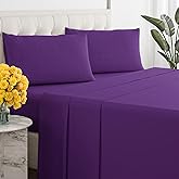 Sleepy Town Queen Size Bed Sheets - 4 Piece - Queen Sheet Set - Extra Soft, Comfy & Cooling - Easy Care - Shrinkage, Wrinkle & Fade Resistant - Brushed Microfiber - Deep Pocket Bed Sheets (Purple)