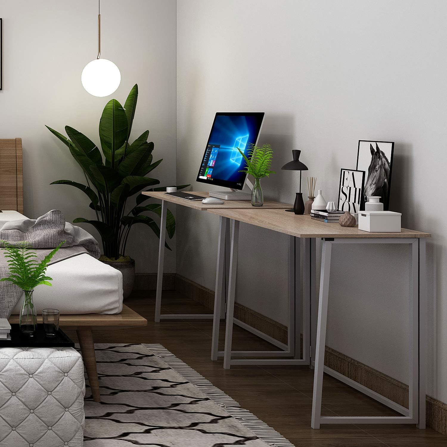 4NM Folding Desk, No-Assembly Small Computer Desk Home Office Desk Foldable Table Study Writing Desk Workstation for Small Space Offices: Home & Kitchen