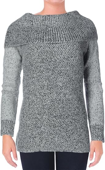 Calvin Klein Women's 2tone Cowl Neck Sweater, White, X-Large at Amazon Womenâs Clothing store
