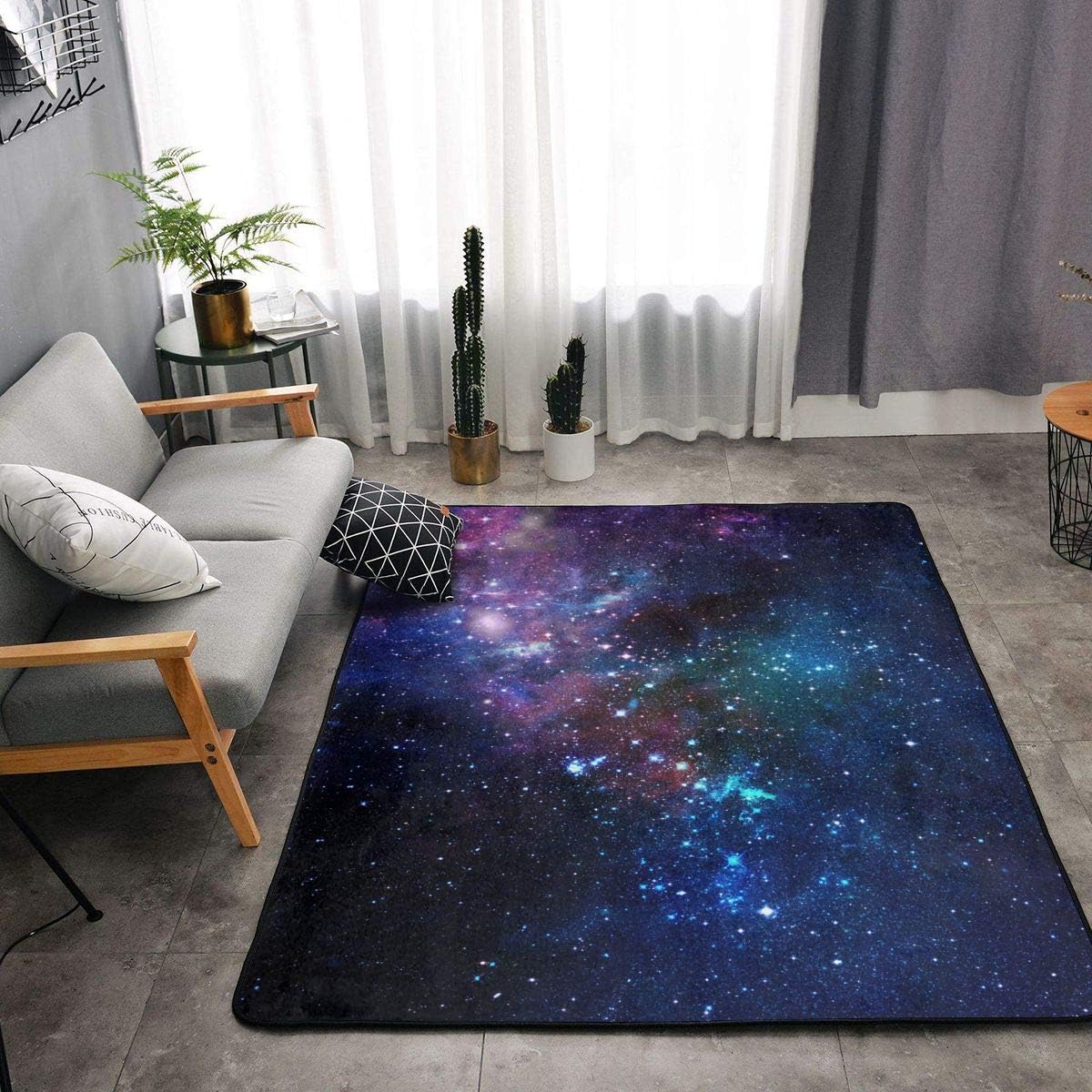 NiYoung Blue Purple Galaxy Area Rugs, Bedroom Living Room Kitchen Rug, Doormat Floor Mat Shaggy Rugs, Children Play Rug Carpet Spa Bathroom Floor Mats, Throw Rugs Carpet