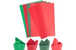 Koogel 320 Sheets Christmas Tissue Paper, 14 x 10 Inch Red Green Gift Wrapping Paper Bulk for Xmas Wedding Holiday Gifts Box Bags DIY Crafts Decoration
