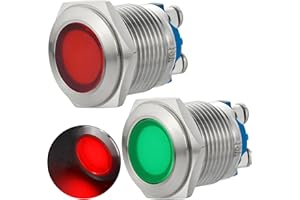 ZGSZJHF Signal Light 16mm 5/8" Indicator Light 110V-120V Red Green LED AC/DC Pilot Lamp Waterproof Stainless Steel Pilot Panel 2Pcs