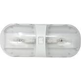 Command Electronics OEM 12V Incandescent RV Double Interior Dome Light with Rocker Switch - Made in USA - Surface Mount for Easy Installation - Hardware &amp; Connectors Included | White (1 Pack)