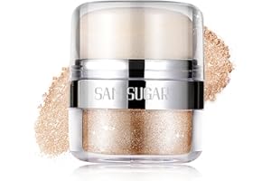 Afmicat Body Shimmer Powder, Body Glitter Powder with Sponge Head, 3D Contour & Long Lasting Luminous, Glow Highlighter Makeup for Face, Eyes, Hair, Perfect for Daily, Party (Champagne Gold, 1.13 Oz)