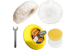 GODUOG 7 Pcs Buffing and Polishing Kit for Milwaukee M12 Polisher/Sander Complete Set with 3" Backing Pad, Adapter (M9 to 5/16"-24), Sponge and 2 Pcs Wool Buffing Pads
