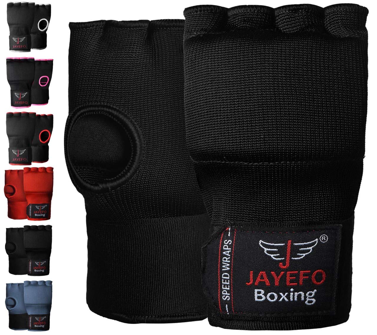 Jayefo Boxing Wraps Inner Gloves - Gel Padded Elastic Hand Wraps for MMA, Martial Arts Training, Quick Boxing Wraps and Bandages for Men & Women | Wrist Wrap Protector Handwraps Kuckle Pair (L/X-L)