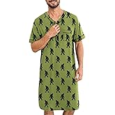 SWOMOG Mens Nightgown Short Sleeve Lounge, Sleep Henley Shirt Pajama Big & Tall Nightshirt Comfy Nightwear M-3XL