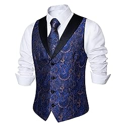 DiBanGu Mens Vest and Tie Set Formal Paisley