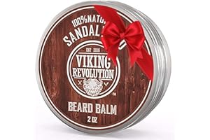 Viking Revolution Sandalwood Beard Balm - Beard Butter with Argan Oil, Beard Softener for Men with Jojoba Oil - Beard Moisturizer for Men with Beeswax - Beard Wax for Men (2oz, 1 Pack)